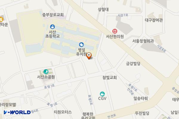 서산지역자활센터앞무료공영주차장 위치 지도 — 충청남도 서산시 동문동 1017-2
