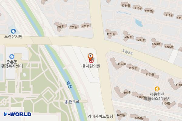 메디케어빌딩(1층) 위치 지도 — 세종특별자치시 도움3로 105-7, 메디케어빌딩 (종촌동)