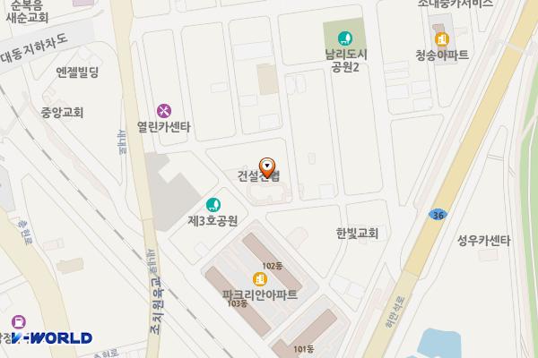 남리 도시공원화장실3 위치 지도 — 세종특별자치시 조치원읍 산책2길 23