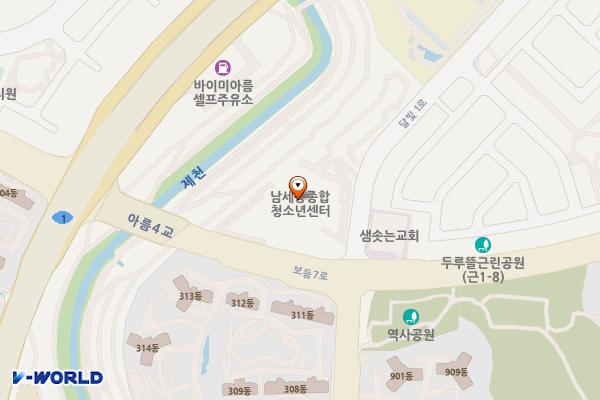 남세종종합청소년센터 위치 지도 — 세종특별자치시 달빛1로 227 (아름동, 남세종종합청소년센터)