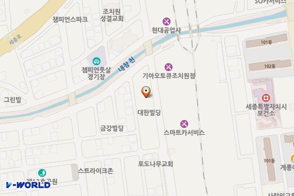 세종세무서 조치원민원실 위치 지도 — 세종특별자치시 조치원읍 충현로 193, 세종세무서 조치원민원실