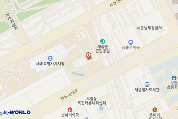 세종특별자치시의회 위치 지도 — 세종특별자치시 한누리대로 2120, 세종특별자치시의회 (보람동)