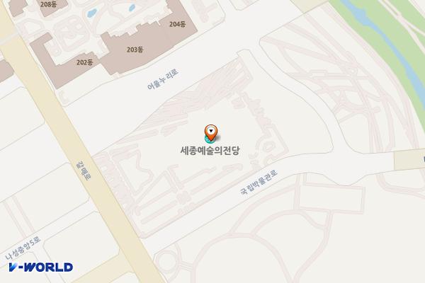 세종예술의전당 위치 지도 — 세종특별자치시 국립박물관로 21, 세종 예술의 전당 (나성동)