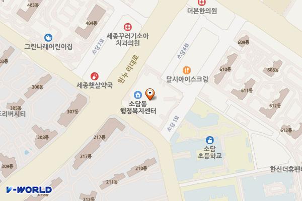 소담동복합커뮤니티센터 위치 지도 — 세종특별자치시 한누리대로 2023, 소담동주민센터 (소담동)