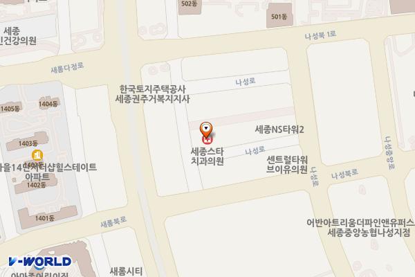 세종스타타워 위치 지도 — 세종특별자치시 나성로 125-16, 스타타워 (나성동)