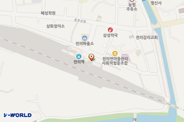 전의역 위치 지도 — 세종특별자치시 전의면 만세길 10, 전의역
