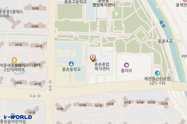 종촌종합복지센터 위치 지도 — 세종특별자치시 도움1로 116, 종촌종합복지센터 (종촌동)