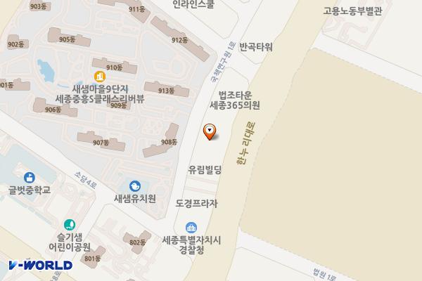 로이어즈타워 위치 지도 — 세종특별자치시 한누리대로 1966, 로이어즈타워 (소담동)