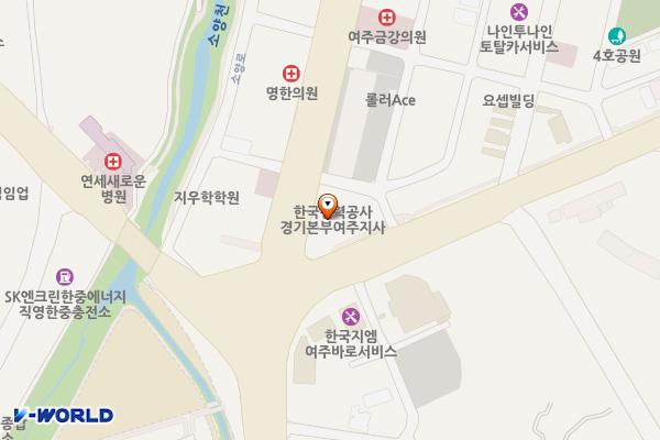한국전력공사여주지사화장실 위치 지도 — 경기도 여주시 세종로 93, 한국전력공사여주지점 (홍문동)