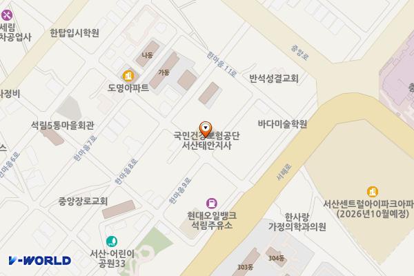 국민건강보험공단-한마음목욕탕간노상주차장 위치 지도 — 충청남도 서산시 석림동 641-13