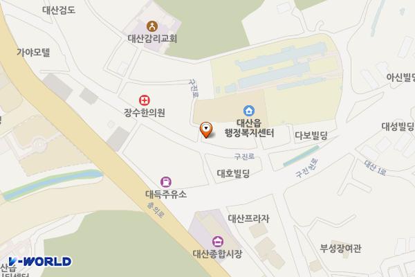 대산읍 초원다방-가야목욕탕간노상주차장 위치 지도 — 충청남도 서산시 대산읍 대산리 207-1
