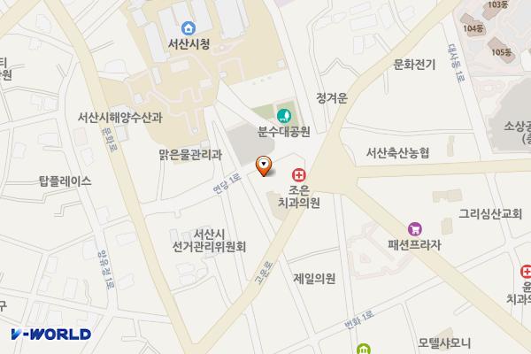 인주빌딩-동인광고기획간노상주차장 위치 지도 — 충청남도 서산시 읍내동 249-1