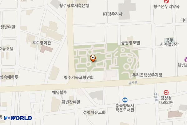 중앙역사공원(북쪽) 위치 지도 — 충청북도 청주시 상당구 남사로 109, 대한노인회청주시지회 (서문동)