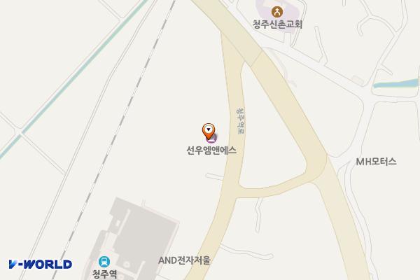 ㈜선우엠앤에스 위치 지도 — 충청북도 청주시 흥덕구 청주역로 387(정봉동)