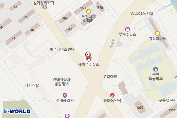 새청주주유소 위치 지도 — 충청북도 청주시 흥덕구 사운로 302(신봉동)