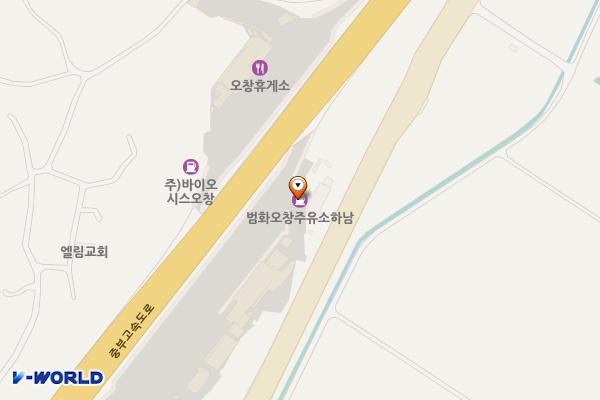 오창(하남)주유소 위치 지도 — 충청북도 청주시 청원구 오창읍 중부고속도로 22