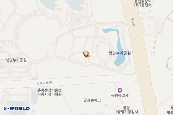 생명누리공원(관리동 2층) 위치 지도 — 충청북도 청주시 청원구 밀레니엄1로 18 (주중동)