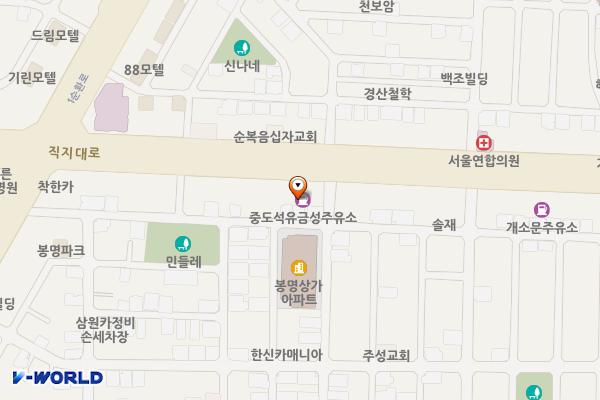 중도석유㈜금성주유소 위치 지도 — 충청북도 청주시 흥덕구 직지대로 650(봉명동)