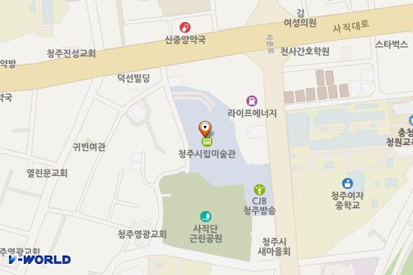 청주시립미술관(본관) 위치 지도 — 충청북도 청주시 서원구 충렬로18번길 50