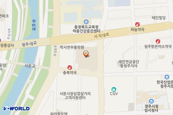 홈플러스(주) 청주성안점(지하1층) 위치 지도 — 충청북도 청주시 상당구 사직대로 346  (서문동)