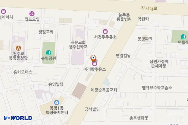 아리랑주유소 위치 지도 — 충청북도 청주시 흥덕구 1순환로 582(봉명동)