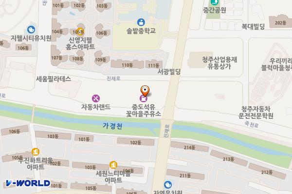 꽃마을주유소 위치 지도 — 충청북도 청주시 흥덕구 진재로 85-11(복대동)