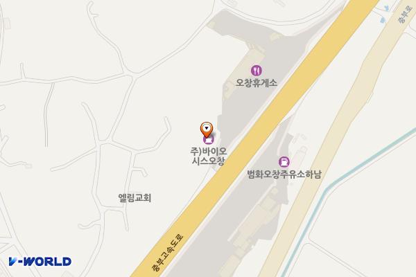오창(통영)주유소 위치 지도 — 충청북도 청주시 청원구 오창읍 중부고속도로 19
