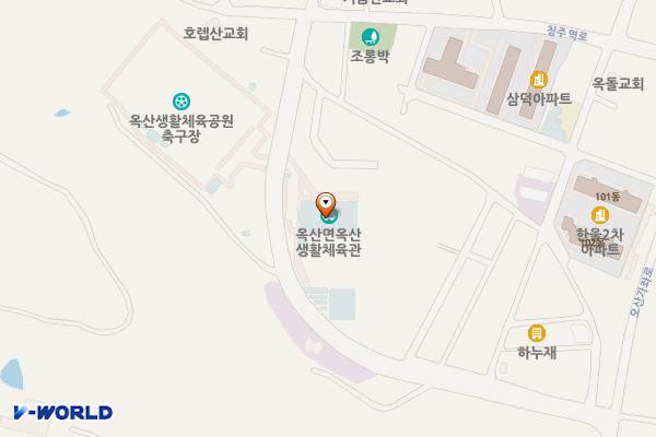 옥산면테니스장 위치 지도 — 충청북도 청주시 흥덕구 옥산면 오산5길37-20
