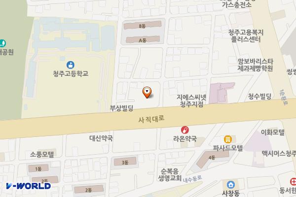 충북석유(주)충북주유소 위치 지도 — 충청북도 청주시 서원구 사직대로 89 (사창동)