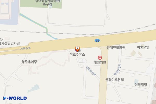미호주유소 위치 지도 — 충청북도 청주시 흥덕구 강내면 가로수로 516