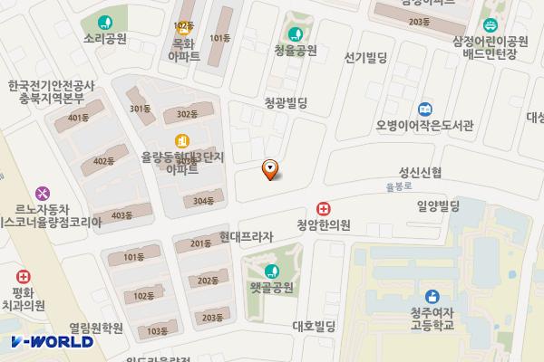 롯데쇼핑(주)롯데슈퍼율량점(1층) 위치 지도 — 충청북도 청주시 청원구 율봉로 169 (율량동)