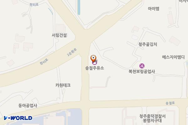 주식회사 송절주유소 위치 지도 — 충청북도 청주시 흥덕구 월명로 278(송절동)