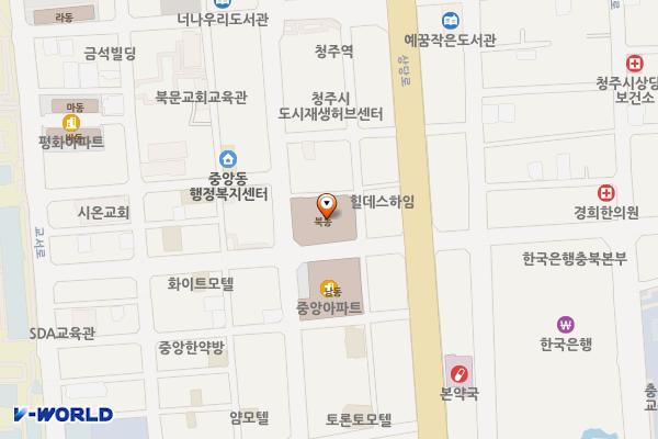 중앙시장(남동상가1층) 위치 지도 — 충청북도 청주시 상당구 중앙로 26 (북문로2가)