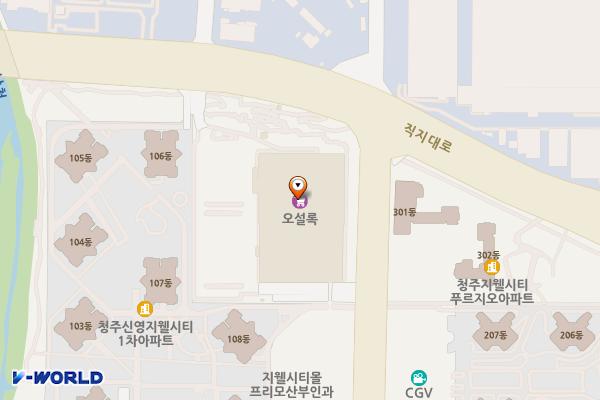 현대백화점 충청점(지하층) 위치 지도 — 충청북도 청주시 흥덕구 직지대로 308
