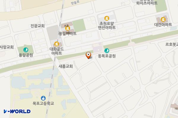 동목포근린공원(폐선부지아래) 위치 지도 — 전남광주통합특별시 목포시 동부로62번길 9, 동목포공원 공중화장실 (용당동)