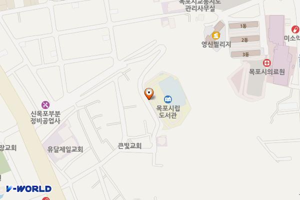 목포시립도서관 위치 지도 — 전남광주통합특별시 목포시 용당로160번길 32, 목포시립도서관 (용당동)