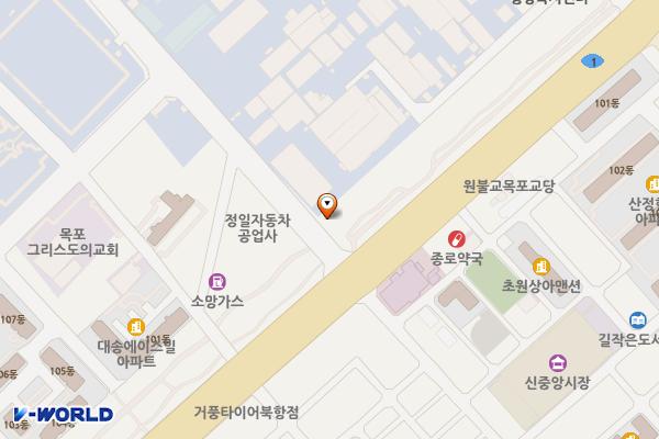 산정농공단지앞 위치 지도 — 전남광주통합특별시 목포시 고하대로719번길 4, 산정농공단지앞공중화장실 (연산동)