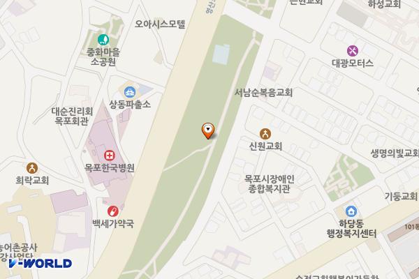 이로근린공원(한국병원 앞) 위치 지도 — 전남광주통합특별시 목포시 섶나루길 107, 이로근공원공중화장실 (상동)