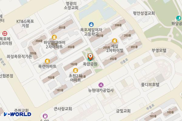 옥암어린이공원(제일2차옆) 위치 지도 — 전남광주통합특별시 목포시 신흥로 101, 옥암어린이공원공중화장실 (옥암동)
