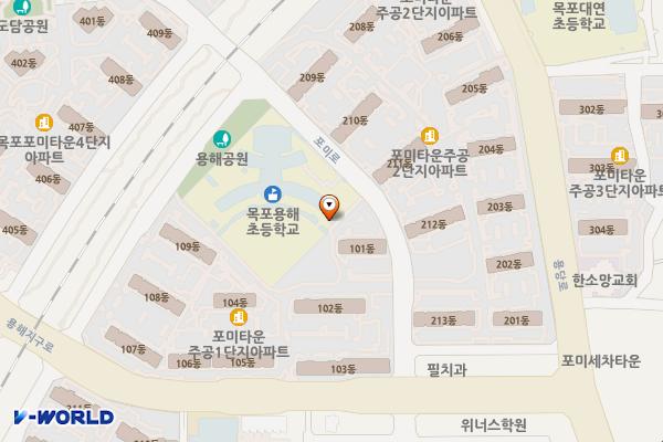 용해어린이공원(포미주공109옆) 위치 지도 — 전남광주통합특별시 목포시 포미로 35 (용해동)