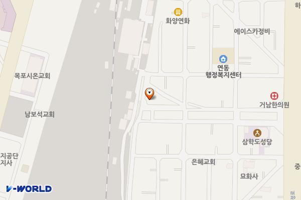 (구) 청호시장 소공원 위치 지도 — 전남광주통합특별시 목포시 자유로 3, 구청호시장소공원공중화장실 (산정동)