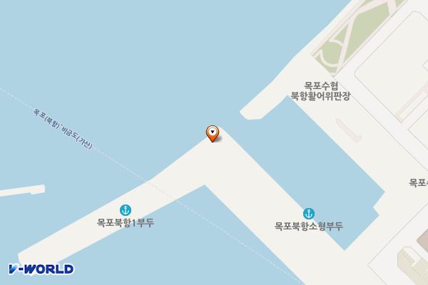 북항방파제물량장(1호) 위치 지도 — 전남광주통합특별시 목포시 청호로219번길 62, 북항방파제물량장1호공중화장실 (죽교동)