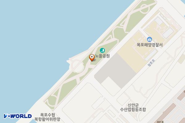 북항친수문화공간(노을공원) 위치 지도 — 전남광주통합특별시 목포시 청호로219번길 34-22, 북항노을공원공중화장실 (산정동)