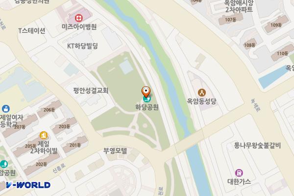 하당근린공원(통신공사옆) 위치 지도 — 전남광주통합특별시 목포시 통일대로119번길 61, 하당근린공원공중화장실 (옥암동)