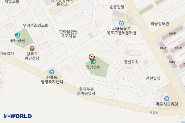 입암어린이공원(시교육청 뒷편) 위치 지도 — 전남광주통합특별시 목포시 하당로60번길 14, 입암어린이공원화장실 (상동)