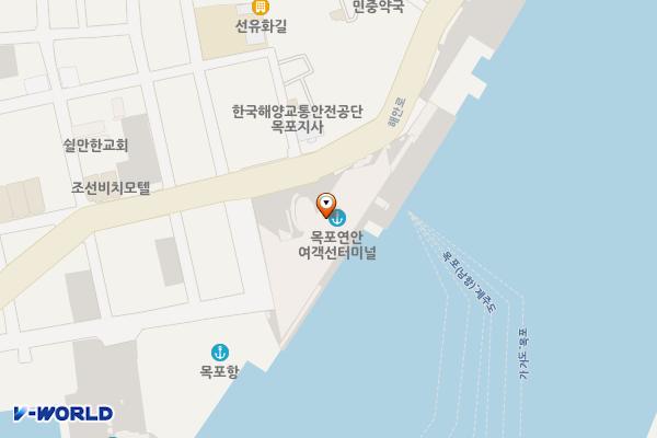 연안여객선터미널1층 위치 지도 — 전남광주통합특별시 목포시 해안로 182, 목포항연안여객터미널 (항동)