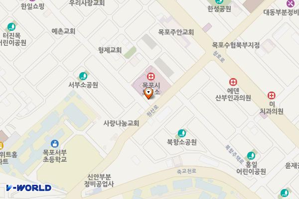죽교동우체국 위치 지도 — 전남광주통합특별시 목포시 원산로 39, 목포죽교동우체국 (산정동)