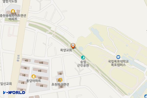 송림근린공원(목포대학교) 위치 지도 — 전남광주통합특별시 목포시 용당로264번길 21, 송림근린공원 공중화장실 (용당동)