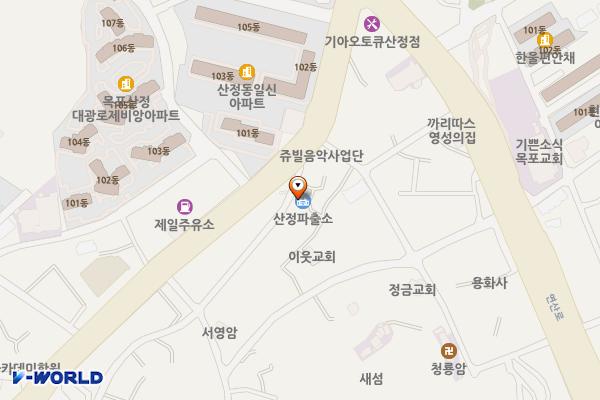 산정파출소 위치 지도 — 전남광주통합특별시 목포시 마파지로 90, 산정지구대 (산정동)