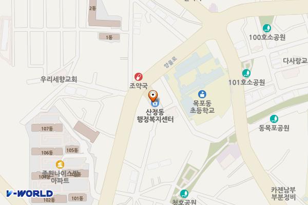 산정동주민센터 위치 지도 — 전남광주통합특별시 목포시 양을로 144, 산정동행정복지센터 (산정동)